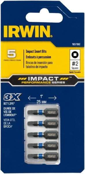 Irwin - 1/4" Drive, #2 Square Screwdriver Bit - 1" OAL - A1 Tooling