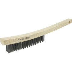 Hand Wire Scratch Brush, .012 Steel Fill, Curved Handle, 3 × 19 Rows - A1 Tooling