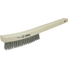 Hand Wire Scratch Brush, .012 Stainless Steel Fill, Curved Handle, 4 × 18 Rows - A1 Tooling