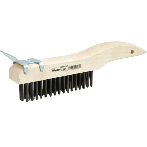 Hand Wire Scratch Brush w/Scraper, .012 Steel Fill, Shoe Handle, 4 × 16 Rows - A1 Tooling