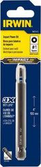 Irwin - #1" Square Size Square Recess Bit - 1/4" Hex Drive, 4" OAL - A1 Tooling