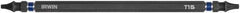 Irwin - T10 x T15 D/E Torx Screwdriver Bit - 1/4" Hex Drive, 6" OAL - A1 Tooling