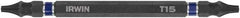 Irwin - T10 x T15 D/E Torx Screwdriver Bit - 1/4" Hex Drive, 4" OAL - A1 Tooling