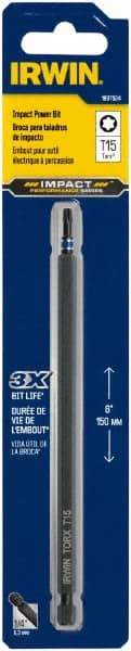 Irwin - T15 Torx Bit - 1/4" Hex Drive, 6" OAL - A1 Tooling