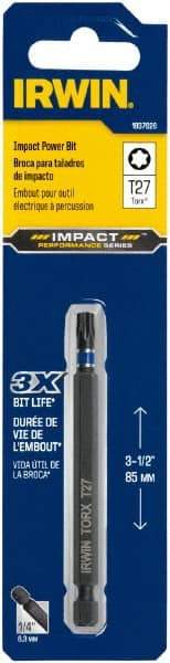 Irwin - T27 Torx Bit - 1/4" Hex Drive, 3-1/2" OAL - A1 Tooling