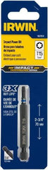 Irwin - T15 Torx Bit - 1/4" Hex Drive, 2-3/4" OAL - A1 Tooling