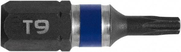 Irwin - 1/4" Drive T9 Torx Screwdriver Bit - 1" OAL, Tamper Resistant Bit - A1 Tooling