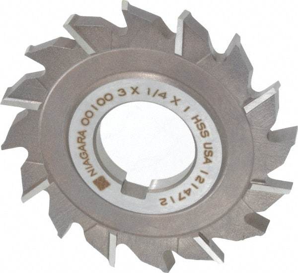 Keo - 3" Diam x 1/4" Width of Cut, 16 Teeth, High Speed Steel Side Milling Cutter - Staggered Teeth, Uncoated - A1 Tooling