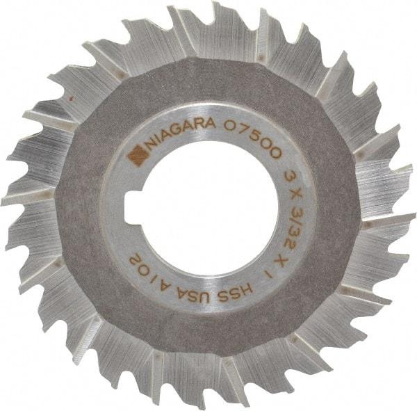 Keo - 3" Blade Diam x 3/32" Blade Thickness, 1" Hole, 28 Teeth, High Speed Steel Side Chip Saw - Staggered Tooth, Arbor Connection, Right Hand Cut, Uncoated - A1 Tooling