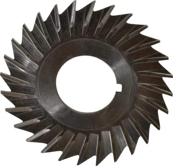 Keo - 2-1/2" Blade Diam x 1/16" Blade Thickness, 7/8" Hole, 28 Teeth, High Speed Steel Side Chip Saw - Straight Tooth, Arbor Connection, Right Hand Cut, Uncoated, with Keyway - A1 Tooling