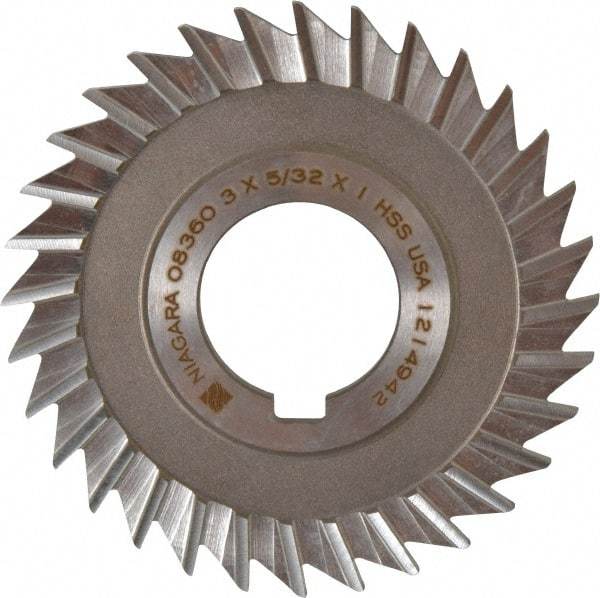 Keo - 3" Blade Diam x 5/32" Blade Thickness, 1" Hole, 32 Teeth, High Speed Steel Side Chip Saw - Straight Tooth, Arbor Connection, Right Hand Cut, Uncoated, with Keyway - A1 Tooling