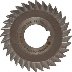 Keo - 3" Blade Diam x 3/16" Blade Thickness, 1" Hole, 32 Teeth, High Speed Steel Side Chip Saw - Straight Tooth, Arbor Connection, Right Hand Cut, Uncoated, with Keyway - A1 Tooling