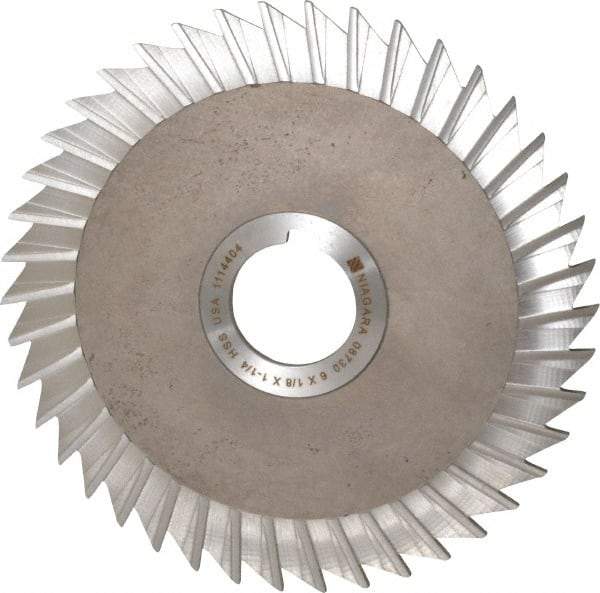 Keo - 6" Blade Diam x 1/8" Blade Thickness, 1-1/4" Hole, 42 Teeth, High Speed Steel Side Chip Saw - Straight Tooth, Arbor Connection, Right Hand Cut, Uncoated, with Keyway - A1 Tooling