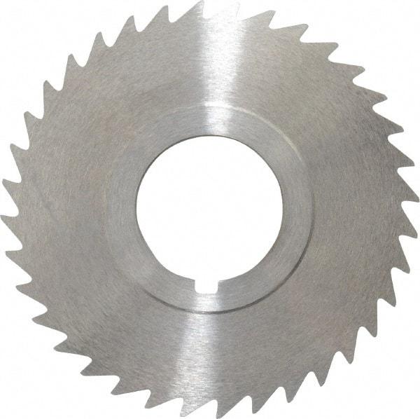 Keo - 2-1/2" Diam x 3/64" Blade Thickness x 7/8" Arbor Hole Diam, 36 Tooth Slitting and Slotting Saw - Arbor Connection, Right Hand, Uncoated, High Speed Steel, 10° Rake, Concave Ground - A1 Tooling