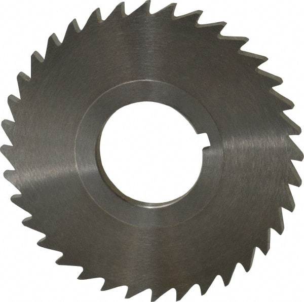 Keo - 2-1/2" Diam x 1/8" Blade Thickness x 7/8" Arbor Hole Diam, 36 Tooth Slitting and Slotting Saw - Arbor Connection, Right Hand, Uncoated, High Speed Steel, 10° Rake, Concave Ground - A1 Tooling