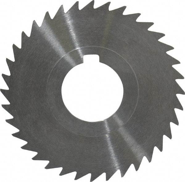 Keo - 3" Diam x 1/32" Blade Thickness x 1" Arbor Hole Diam, 36 Tooth Slitting and Slotting Saw - Arbor Connection, Right Hand, Uncoated, High Speed Steel, 10° Rake, Concave Ground - A1 Tooling