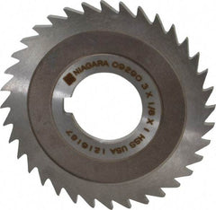 Keo - 3" Diam x 1/8" Blade Thickness x 1" Arbor Hole Diam, 36 Tooth Slitting and Slotting Saw - Arbor Connection, Right Hand, Uncoated, High Speed Steel, 10° Rake, Concave Ground - A1 Tooling