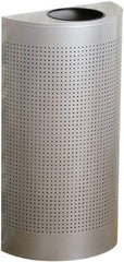 Rubbermaid - 12 Gal Silver Half-Round Decorative Waste Receptacle With Top - Steel, 32" High x 18" Wide - A1 Tooling