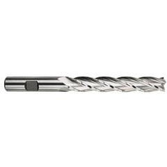 7/8 Dia. x 7-1/4 Overall Length 4-Flute Square End High Speed Steel SE End Mill-Round Shank-Center Cutting -TiN - A1 Tooling