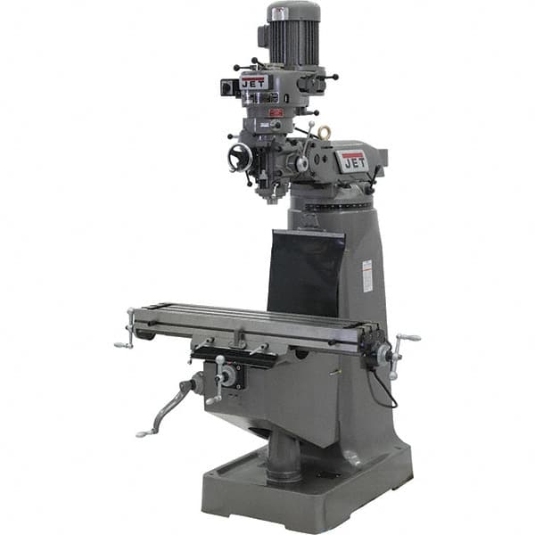 Jet - 9" Table Width x 42" Table Length, Step Pulley Control, 3 Phase Knee Milling Machine - 2 hp - A1 Tooling