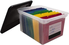 Innovative Storage Designs - 1 Compartment, 17-3/4 Inch Wide x 14 Inch Deep x 10-1/4 Inch High, Portable File Box - Plastic, Black and Clear - A1 Tooling