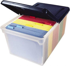 Innovative Storage Designs - 1 Compartment, 23-1/4 Inch Wide x 14-1/4 Inch Deep x 10-5/8 Inch High, Portable File Box - Plastic, Clear and Navy - A1 Tooling