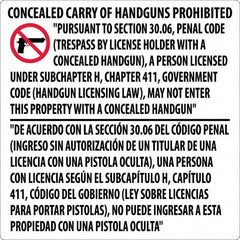 NMC - "Concealed Carry of Handguns Prohibited", 24" Long x 24" Wide, Rigid Plastic Safety Sign - Square, 0.05" Thick, Use for Accident Prevention - A1 Tooling