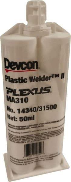 Plexus - 50 mL Cartridge Two Part Acrylic Adhesive - 15 to 18 min Working Time, 60°F to 95°F, 4,500 psi Shear Strength - A1 Tooling