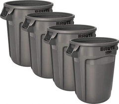 Rubbermaid - 32 Gal Gray Round (4) 32 Gal Brute Containers - Polyethylene, 27.77" High - A1 Tooling