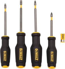 DeWALT - 4 Piece Phillips & Slotted Screwdriver Set - Ergonomic Handle, Blade Sizes: Length 3 to 4, Width 3/16 & 1/4, Bit Sizes: Philips #1 to #2 - A1 Tooling