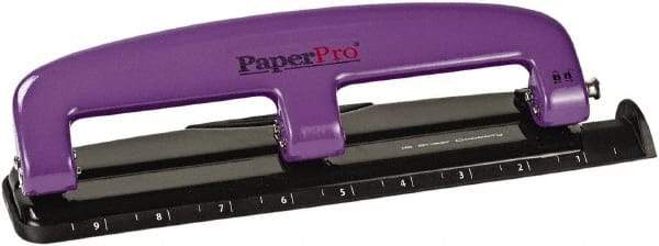 PaperPro - Paper Punches Type: 12 Sheet Manual Three Hole Punch Color: Purple/Black - A1 Tooling