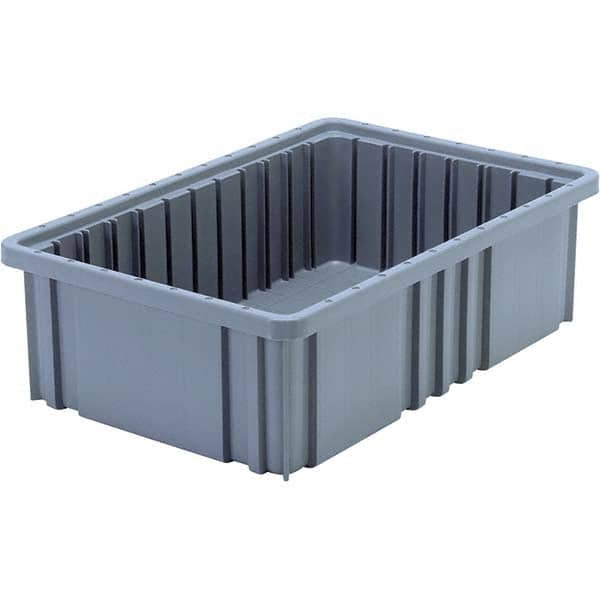 Quantum Storage - 40 Lb Load Capacity Gray Polypropylene Dividable Container - Stacking, 5" Long x 10.9" Wide x 16-1/2" High - A1 Tooling