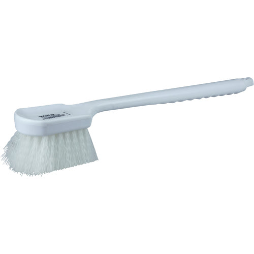 20″ Utility Scrub Brush, White Nylon Fill, Long Handle, Plastic Block - A1 Tooling