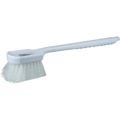 20″ Utility Scrub Brush, White Nylon Fill, Long Handle, Plastic Block - A1 Tooling