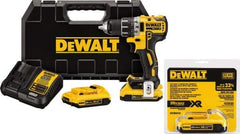 DeWALT - 20 Volt 1/2" Chuck Mid-Handle Cordless Drill - 0-500 & 0-2000 RPM, Keyless Chuck, Reversible, 3 Lithium-Ion Batteries Included - A1 Tooling