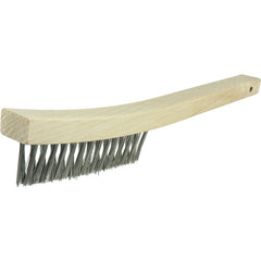 V-Groove Hand Wire Scratch Brush, .012 Stainless Steel Fill, Curved Handle, 3 × 19 Rows - A1 Tooling