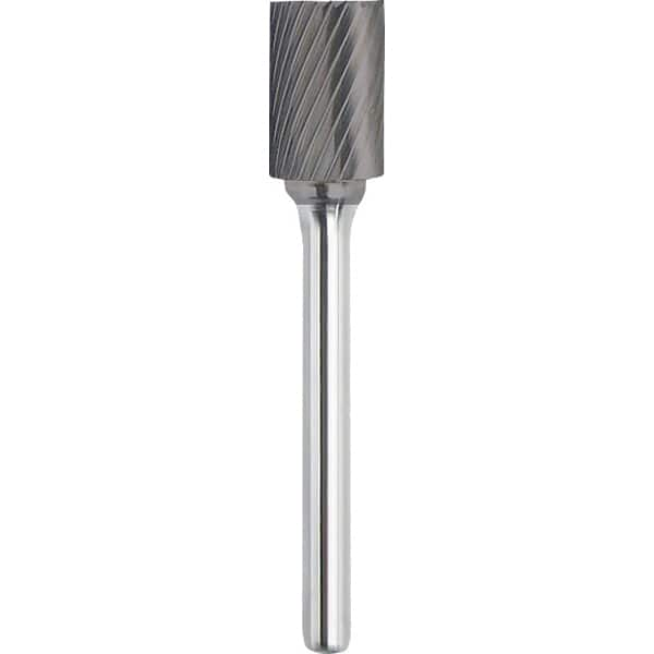 Made in USA - 8mm Cut Diam, 0.2362" Shank Diam, Carbide Single Cut Cylinder Burr with End Cut - A1 Tooling