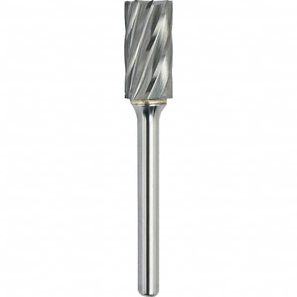 Made in USA - 1/4" Cut Diam, 1/4" Shank Diam, Cylinder with End Cut Head Aluma Cut Burr - Carbide, 5/8" LOC, 2" OAL - A1 Tooling