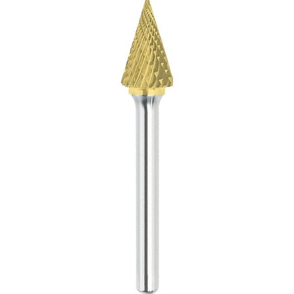 Made in USA - 3mm Cut Diam, 0.1181" Shank Diam, Cone Head Double Cut Burr - Carbide, 11mm LOC, 50mm OAL - A1 Tooling