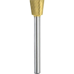 Made in USA - 6.3mm Cut Diam, 0.1181" Shank Diam, Inverted Cone Head Single Cut Burr - Carbide, 6mm LOC, 44mm OAL - A1 Tooling