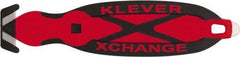 Klever Innovations - Recessed/Hook Blade Box Cutter - 5-3/4" Carbon Steel Blade, Red Plastic Handle, 2 Blades Included - A1 Tooling