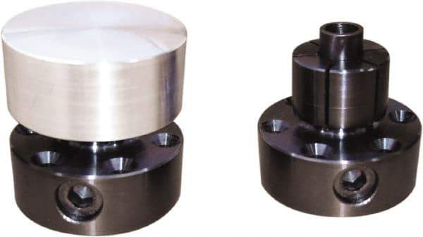 Mitee-Bite - 0.71 to 2.09" Expansion Diam, 4,000 Lb Holding Force, M25 Mounting Screw, M12 Center Screw, Steel ID Expansion Clamps - 2.09" Flange Diam, 3/4" Flange Thickness, 1" Mount Hole Diam, 6 Mount Holes, 1.748" Overall Height, 49 Ft/Lb Torque - A1 Tooling