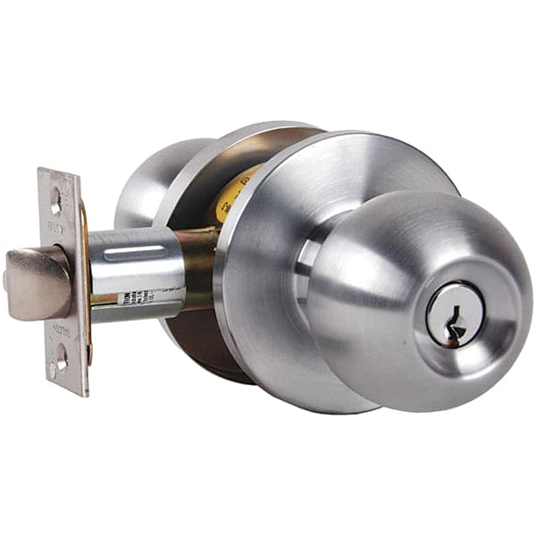 Falcon - 1-3/8 to 1-7/8" Door Thickness, Satin Chrome Entrance Knob Lockset - 2-3/4" Back Set, Stainless Steel, 6 Pin C Keyway Cylinder - A1 Tooling