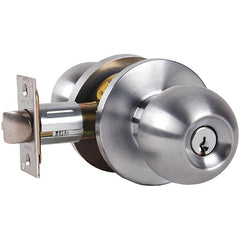 Falcon - 1-3/8 to 1-7/8" Door Thickness, Satin Chrome Storeroom Knob Lockset - 2-3/4" Back Set, Stainless Steel, 6 Pin C Keyway Cylinder - A1 Tooling