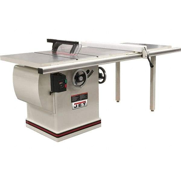 Jet - 12" Blade Diam, 1" Arbor Diam, 1 Phase Table Saw - 5 hp, 86" Wide x 32" Deep x 42" High, 230 Volt, 4" Cutting Depth - A1 Tooling