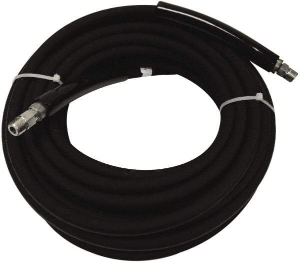 Value Collection - 50' Long, 3/8" Fitting, Male Rigid x Male Swivel Fitting, -40 to 310°F, Synthetic Rubber High Temp & High Pressure Hose - 3/8" Inside x 5/8" Outside Diam, Black, 3,000 psi - A1 Tooling