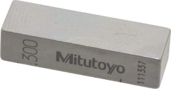 Mitutoyo - 0.3" Rectangular Steel Gage Block - Accuracy Grade AS-1, Includes Certificate of Inspection - A1 Tooling