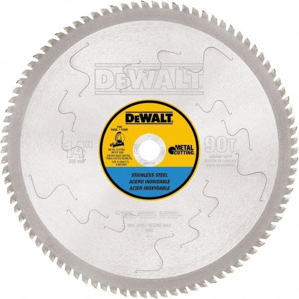 DeWALT - 14" Diam, 1" Arbor Hole Diam, 90 Tooth Wet & Dry Cut Saw Blade - Carbide-Tipped, Standard Round Arbor - A1 Tooling