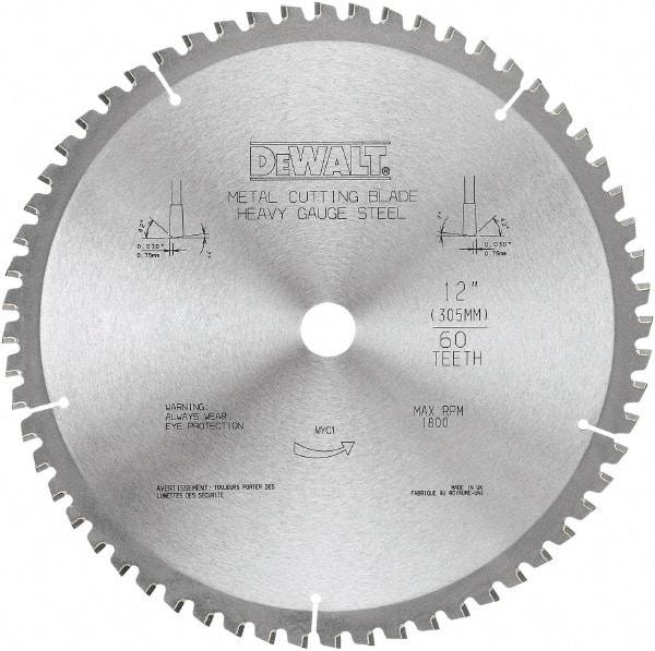 DeWALT - 12" Diam, 1" Arbor Hole Diam, 60 Tooth Wet & Dry Cut Saw Blade - Carbide-Tipped, Standard Round Arbor - A1 Tooling