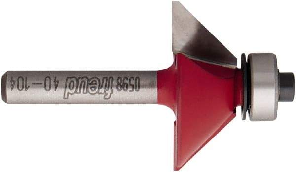 Freud - 1-11/32" Cut Diam, 1/2" Length of Cut, 2 Flute Chamfer Edge Profile Router Bit - Carbide-Tipped, 1/4" Shank Diam, 2-3/16" OAL, Proprietary Coating - A1 Tooling